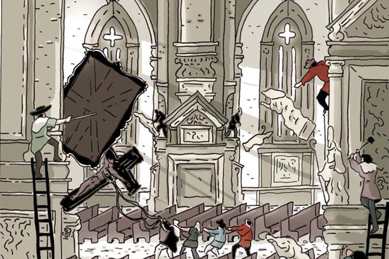 Bildersturm in Münster: Täufer verwüsten die Kirche. | Lukas Kummer