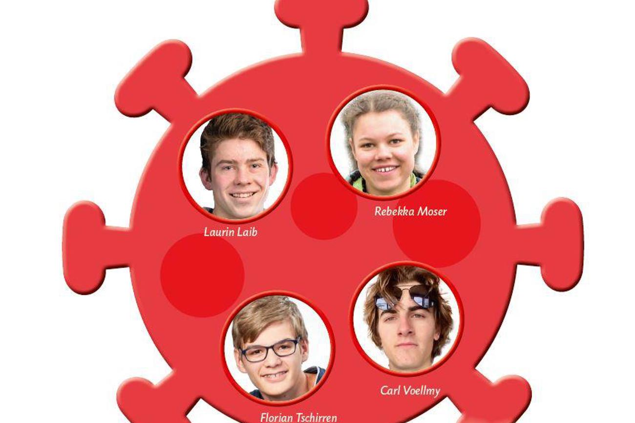 Laurin Laib, Rebekka Moser, Carl Voellmy und Florian Tschirren (von links oben im Uhrzeigersinn). (Bilder: zVg)
