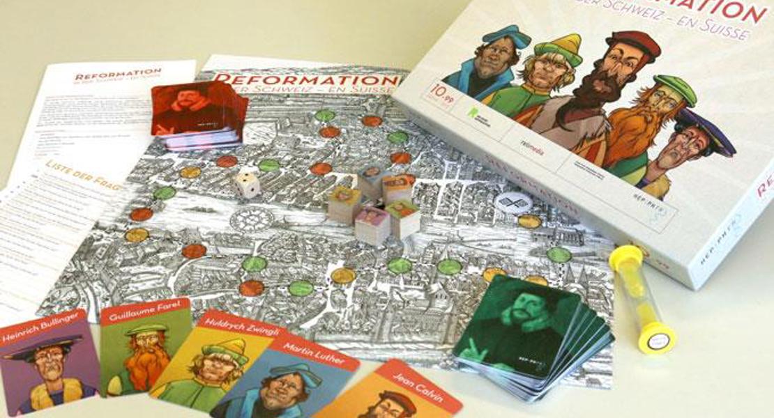 Das Gesellschaftsspiel «Reformation in der Schweiz» wurde in einer deutschen und einer französischen Version produziert und ist konzipiert für den Einsatz in Schule und Religionsunterricht.