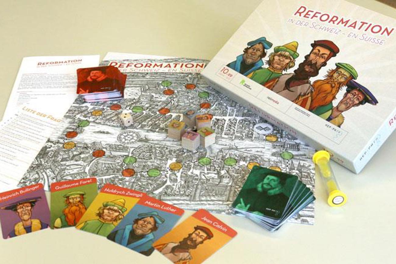 Das Gesellschaftsspiel «Reformation in der Schweiz» wurde in einer deutschen und einer französischen Version produziert und ist konzipiert für den Einsatz in Schule und Religionsunterricht.