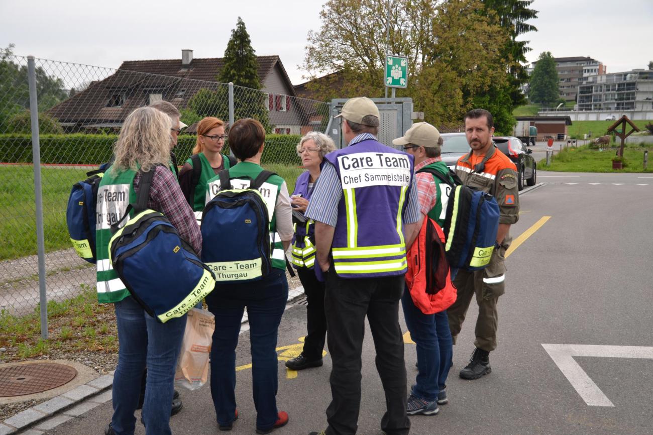 Gemeinsame Übungen sind wichtig für die Zusammenarbeit zwischen dem Care Team Thurgau, den Blaulichtorganisationen und dem Zivilschutz. (Bild: Care Team Thurgau)