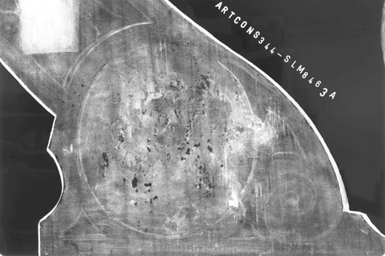 Die retuschierte Gesichtsbehaarung und die Halskrause von Johann VII. von Mecklenburg als Unterzeichnung. | Radiografie Thomas Becker