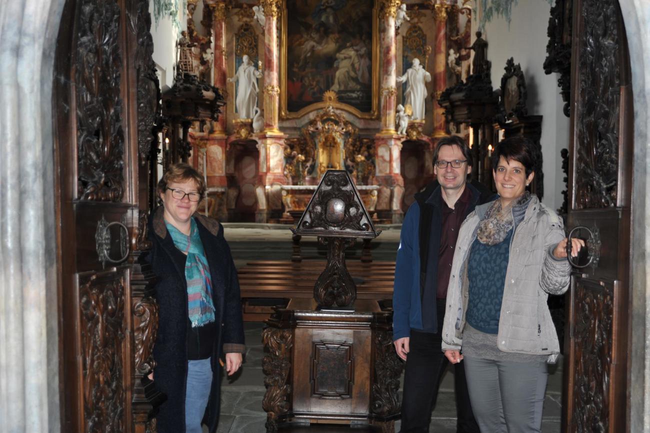 Cathrin Legler, Thomas Bachofner und Jasmin Hanselmann öffnen die Tore zur neuen Reihe mit Vesperfeiern
in der Kartause Ittingen. (Bild: pd)