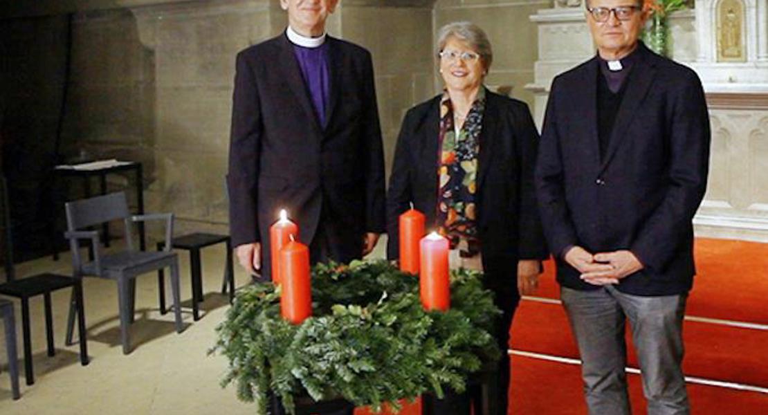 Bischof Harald Rein, EKS-Präsidentin Pfarrerin Rita Famos und Bischof Felix Gmür.