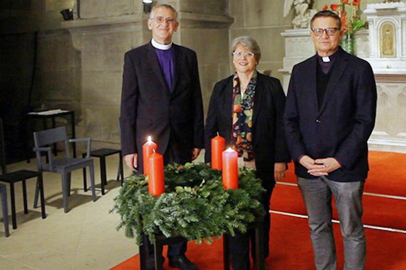 Bischof Harald Rein, EKS-Präsidentin Pfarrerin Rita Famos und Bischof Felix Gmür.