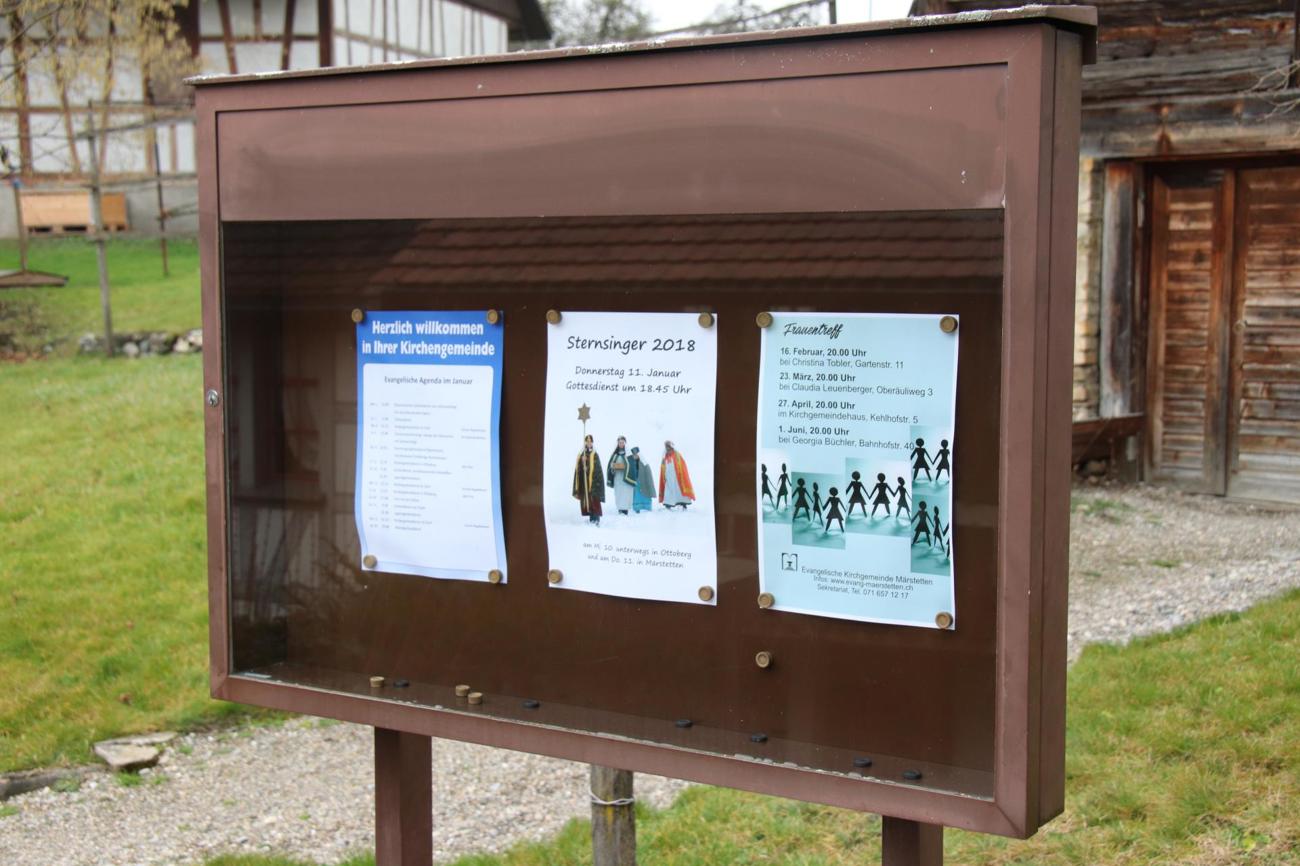 Schaukasten der Evangelischen Kirchgemeinde Märstetten.