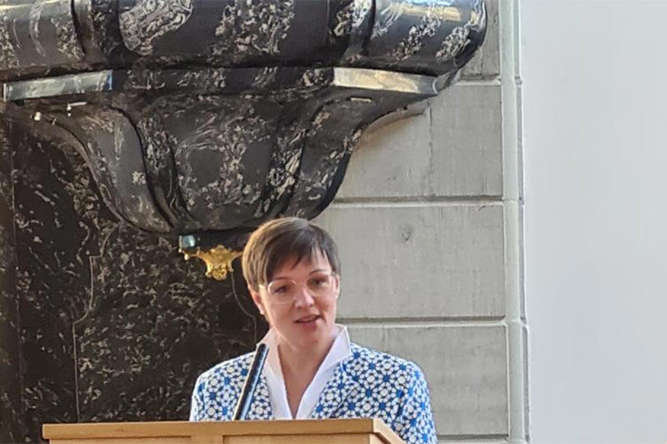 Die neue Kirchenratspräsidentin Martina Tapernoux-Tanner im Gottesdienst ihrer Amtseinsetzung in Trogen.