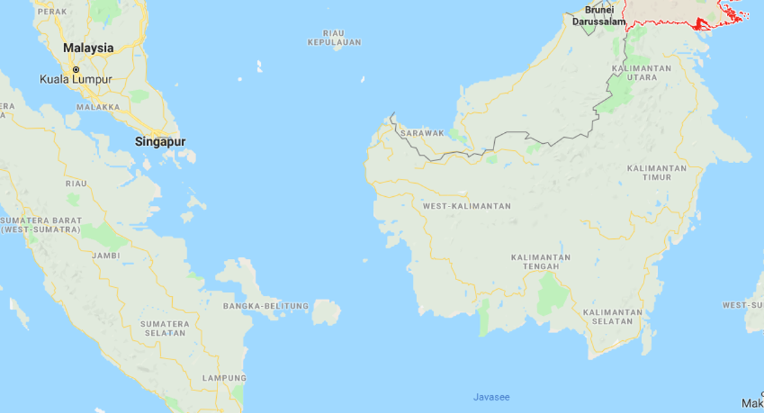 Sabah (rot umrahmt) liegt auf der Insel Borneo. (Bild: Google Maps)