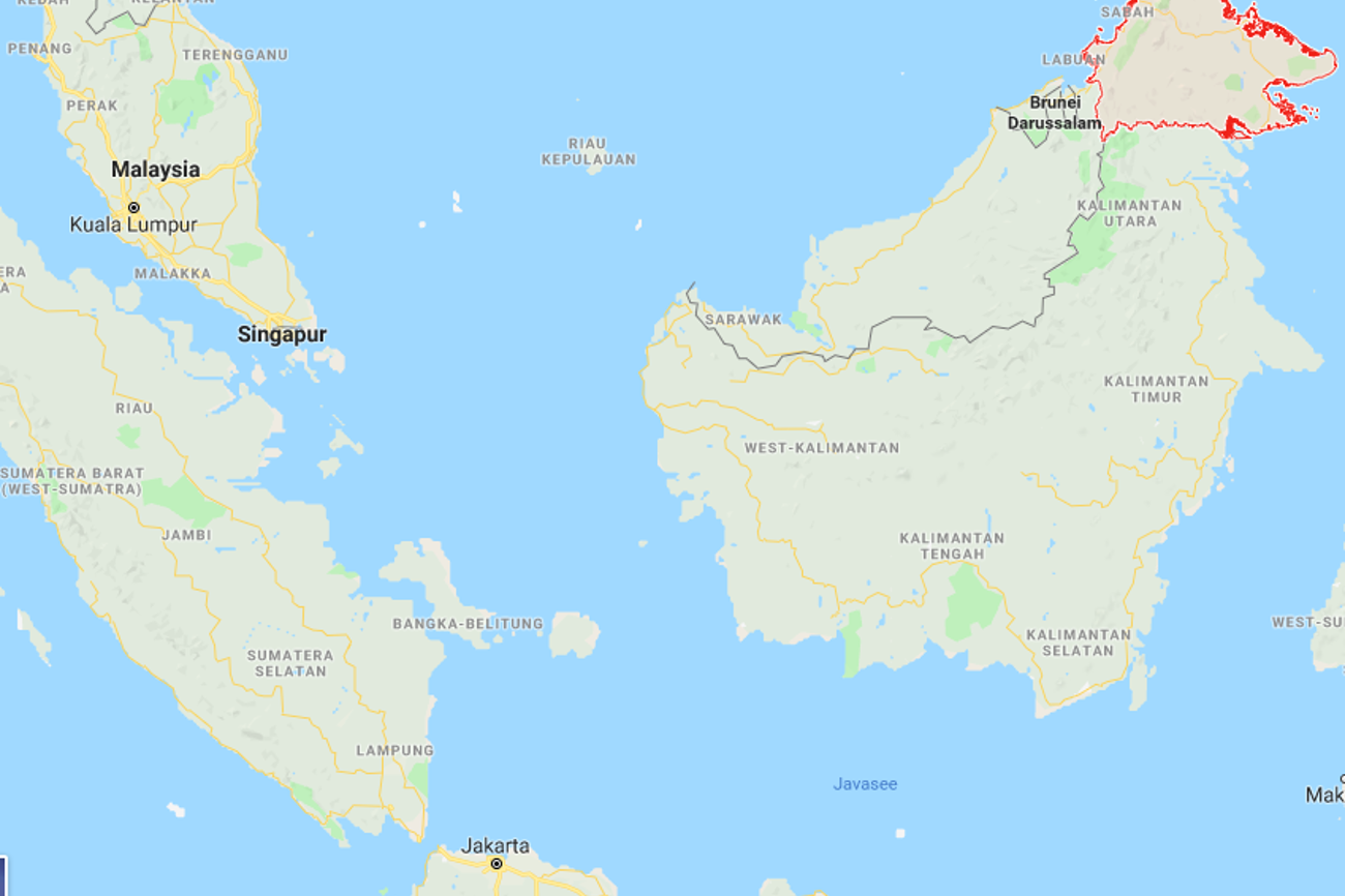 Sabah (rot umrahmt) liegt auf der Insel Borneo. (Bild: Google Maps)