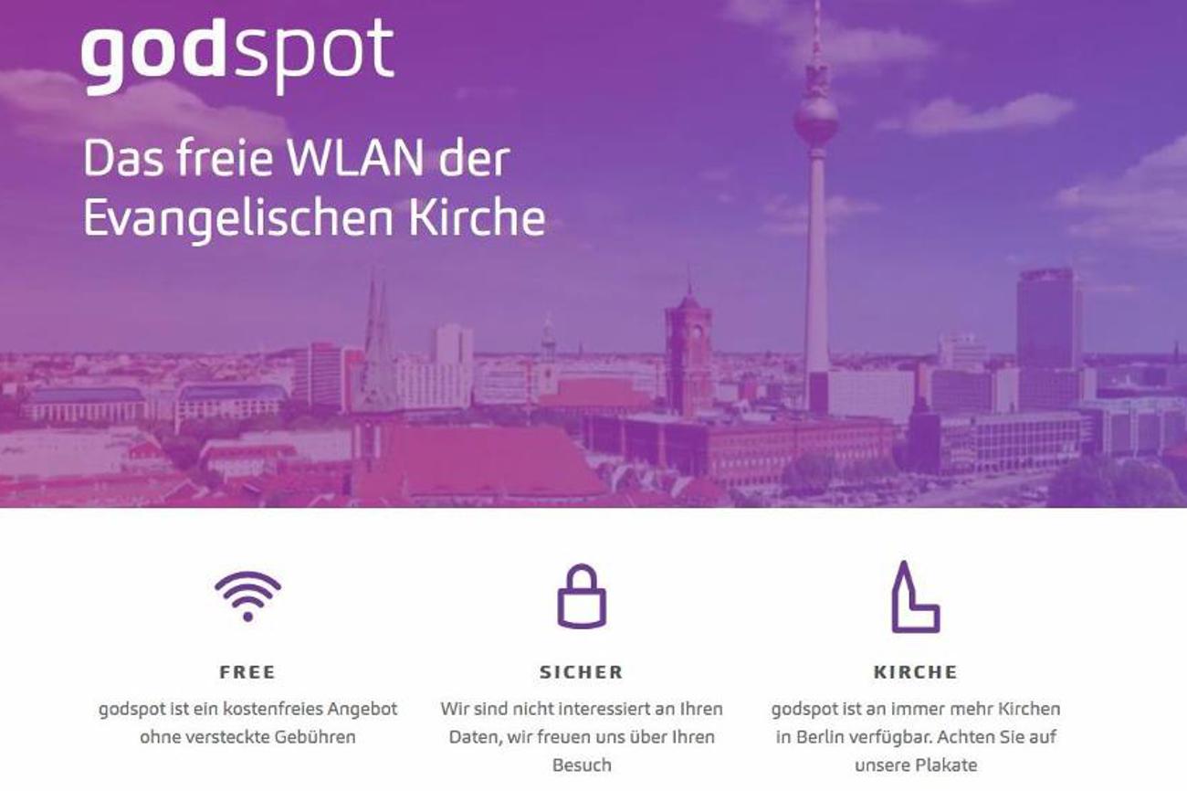 «Godspot» soll jedermann ins Netz bringen, ob Tourist, Anwohner oder Gottesdienstbesucher. | Website godspot.de